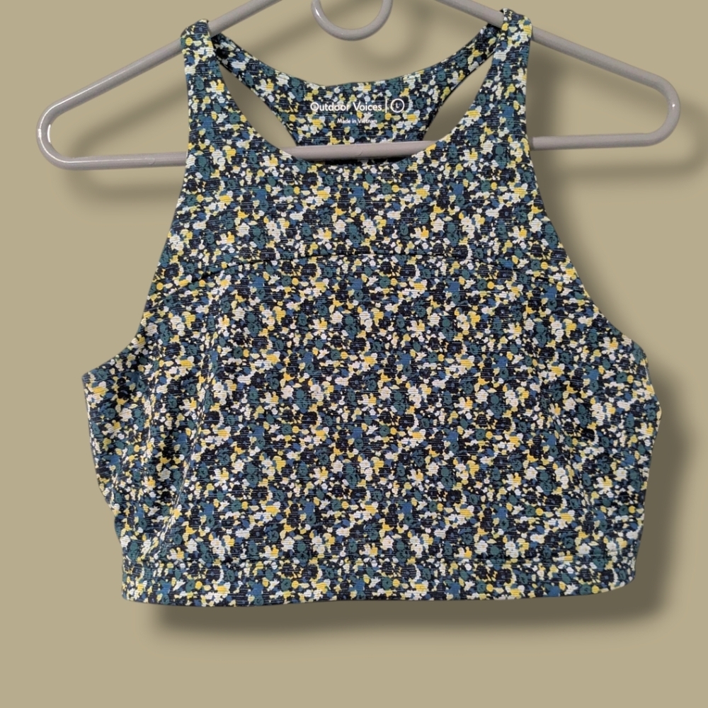 Outdoor Voices Floral Crop Top in Navy, Yellow, White